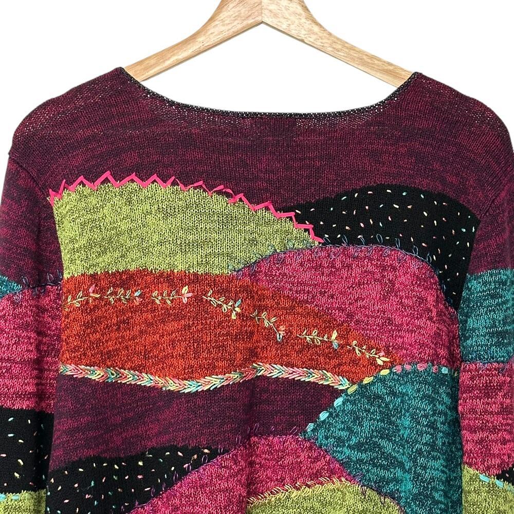 Vintage Sigrid Olsen Sport Silk Blend Patchwork Sweater (L) - Picture 6 of 11